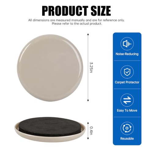 Furniture Sliders 8pcs 3 1/2 inch - Heavy Duty Reusable Round Sliders for Moving Furniture on Carpet, Easily Move Couches/Beds/Armoires - size: 8pcs 3.5" Beige