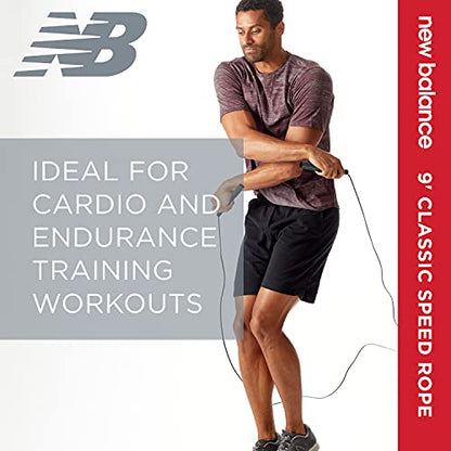 New Balance Classic Speed Rope - Jumping Rope for Fitness, Full-Body Workout - Lightweight, Tangle-Free, Portable, and Adjustable Jump Rope for Exercise, Cardio, Aerobic Skipping