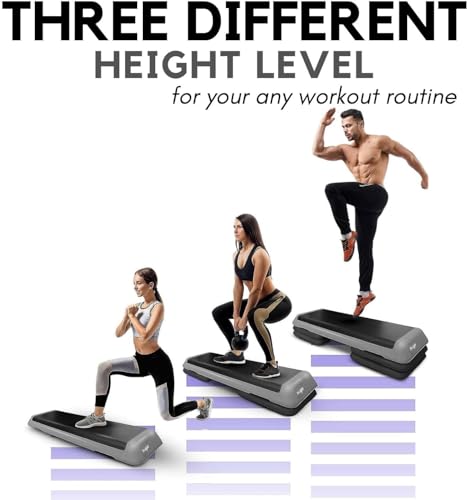 Yes4All Adjustable Workout Aerobic Exercise Step Platform Health Club Size with 4 Adjustable Risers Included and Extra Risers Options