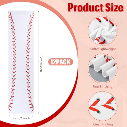12 Pack Baseball Cooling Towels, Sports Towels with Bags, 40"x12" Breathable Chilly Towel, Microfiber Towel for Baseball Sport Team Gift - color: White, Red, style: Baseball