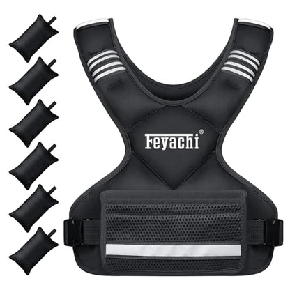 Feyachi Adjustable Weighted Vest, 3-32lb Vest with 6 Ironsand weights - color: Black, size: 3-12 lbs