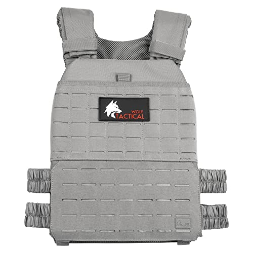 Wolf Tactical Adjustable Weighted Vest for Men & Women - Rucking, Workout, Running, Walking & CrossFit Weight Vest for Strength Training & Fitness - color: Gray