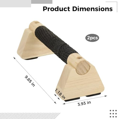 2 Pcs Wooden Parallettes Bars, Push Up Stands for Handstand Training and Fitness Exercise, Non Slip Base, 330 lbs Weight Capacity Calisthenics Equipment