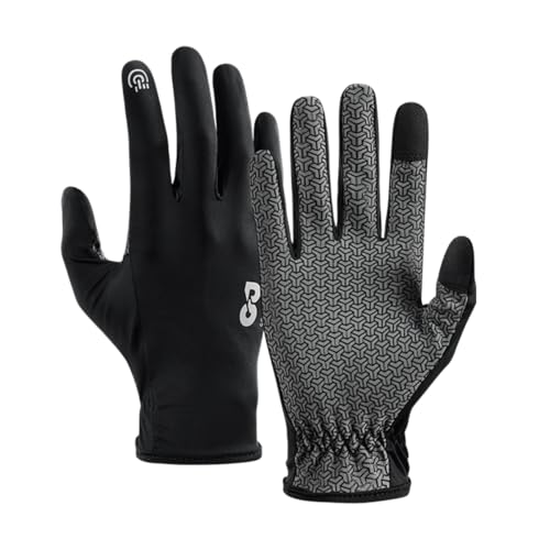 Full Finger Thin Hiking Gloves Women Men, Light Touchscreen UV Gloves for Hiking Running Workout Driving Women Men - color: Black, size: Small