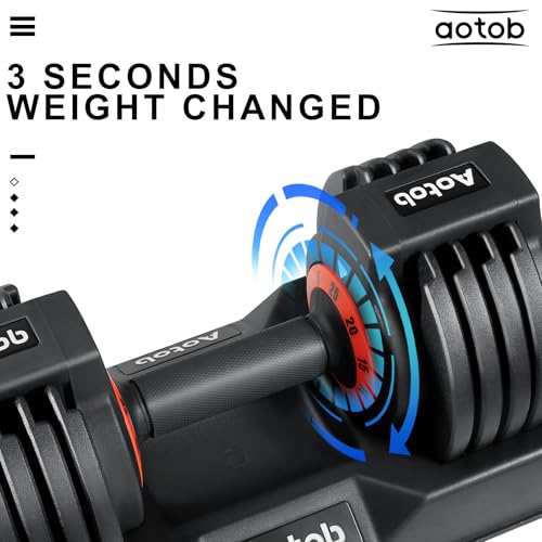 AOTOB Adjustable Dumbbell Set 25/55 Lbs (Pair) Set of 2 - color: 25lbs Black-Pair-Prime