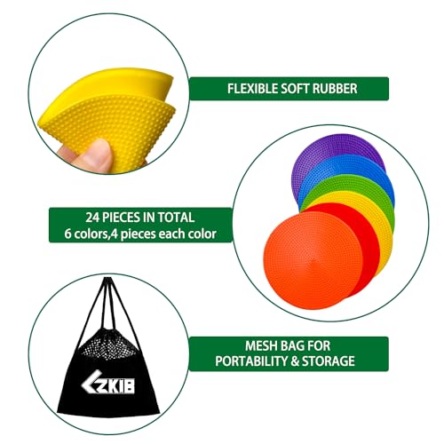 Spot Markers 4 Inch 9 Inch Non Slip Rubber Floor Markers Flat Field Cones Poly Dots for Soccer Basketball Sports Speed Agility Training and Drills