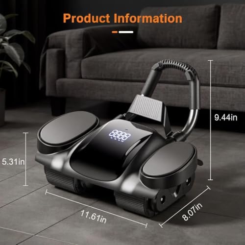 Ab Roller Wheel with Knee Mat - Abdominal Exercise Roller with Elbow Support, Automatic Rebound Abdominal Wheel, Abs Workout Equipment for Women Men