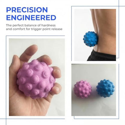 Massage Lacrosse Balls - Deep Tissue Massage Ball for Exercise & Recovery, Myofascial Release, Trigger Point Therapy, Muscle Knots, Yoga Therapy, Set of 2 (Blue) - color: Blue