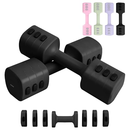 kisnbld Adjustable Dumbbell Set of 2, 4 in 1 Free Weights Dumbbells Set for Women with Fast Adjustment, Each 2lb 3lb 4lb 5lb Hand Weights Set for Home Gym & Outdoor Exercise Training - color: Black, style: Pair