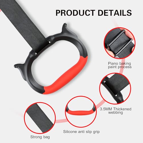 Gymnastics Rings, Children's Home Gym Equipment, Children's Adjustable Strap Strength Training Rings (Red)