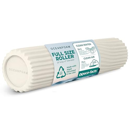 Tidal Roller - Natural - Muscle Massage Foam Roller for Back Pain & Stretching - Firm and Ergonomic Wide Wave Textured - Yoga, Athletics, & Wellness - Full Size, 20" x 5" - color: Natural