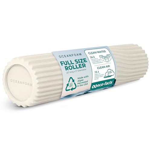 Tidal Roller - Natural - Muscle Massage Foam Roller for Back Pain & Stretching - Firm and Ergonomic Wide Wave Textured - Yoga, Athletics, & Wellness - Full Size, 20" x 5" - color: Natural