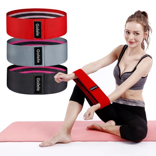 Resistance Bands for Working Out 3 Booty Bands- Light Medium Heavy Fabric Exercise Bands for Home Gym, Full Body Workouts, Legs, Hip, Glutes, Arms, Yoga, Latex Fitness Bands for Women and Men - color: Red/Grey/Black