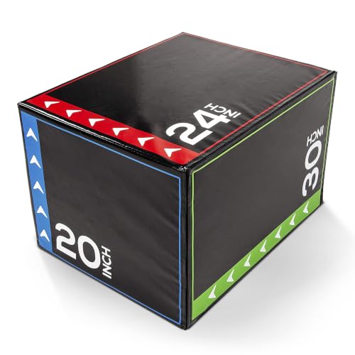 BalanceFrom 3-in-1 Foam Plyometric Jump Box for Home Gym with Multiple Height Options – Versatile Plyo with Non-Slip Surface for Strength, HIIT, Step-Ups, and Agility Training - color: Multi-Color, style: 20 x 24 x 30 inch (60lbs)