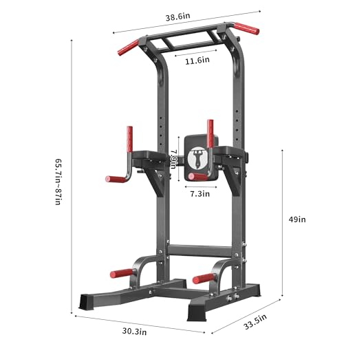 SogesHome Multifuntional Power Tower Pull Up Bar Dip Station for Home Gym - color: Black
