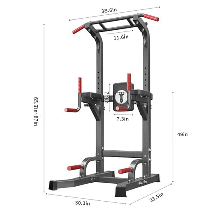 SogesHome Multifuntional Power Tower Pull Up Bar Dip Station for Home Gym - color: Black