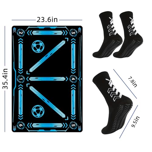 Soccer Training Mat with QR Code Video Tutorials,Non-Slip High-Density Footwork Practice Mat for Athletes & Players,Professional Ball Control & Dribbling Equipment for Home & Gym,Durable Soccer Gift.