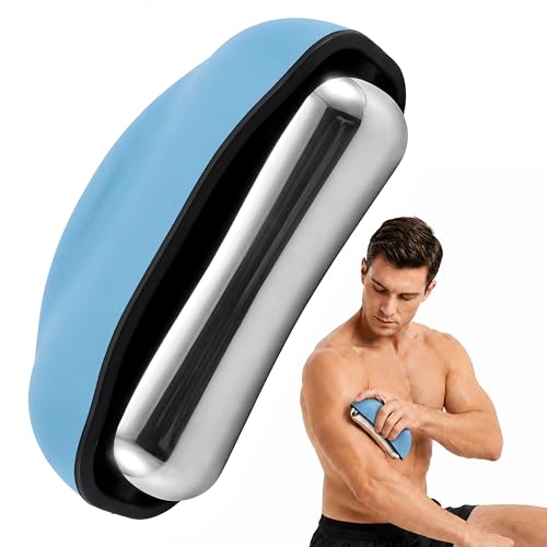 Cooling Massage Roller & Ice Ball - Cold Therapy Muscle Roller with Ergonomic Handle, 360 Easy-Glide Ice Massage for Myofascial Release, Post-Workout Recovery & Pain Relief (Blue) - color: Blue