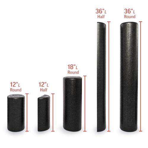 OPTP AXIS Firm Density Foam Roller – Round, Black, 18"L X 6" - color: Black - 18" X 6" Round