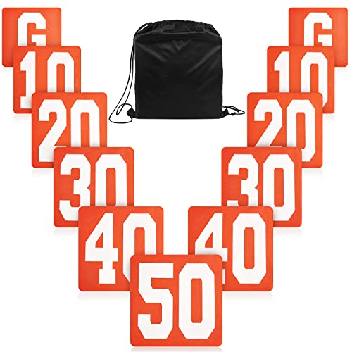 Jecery Football Yard Markers High Visibility Football Field Yard Line Markers Yardage Field Line Marking 12 Inch with Carrying Bag for Sporting Training - color: Orange White, size: Classic