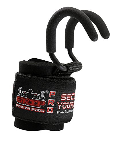 Weight Lifting Rod Hooks Heavy Duty Wrist Wraps Power Weight Lifting Training Gym Grips Straps Set of 2 - color: BLACK, size: WOMEN-Wrist Size Small/Medium