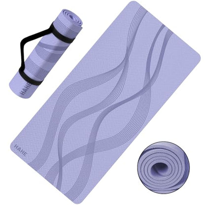 Yoga Mat High Density Exercise Mat, 76"x32"x0.27"Thick Wide & Large Yoga Mat for Women Men, Professional POE Workout Mat for Yoga, Pilates, Fitness & Stretching - color: Lavender Purple