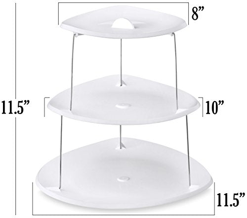 Masirs Collapsible 3-Tier Party Tray: Decorative Design Folds for Minimal Storage. an Elegant Serving Tray for Sandwiches, Cake, Sliced Cheese, and Deli Meat. - size: Party Tray, style: Party Tray