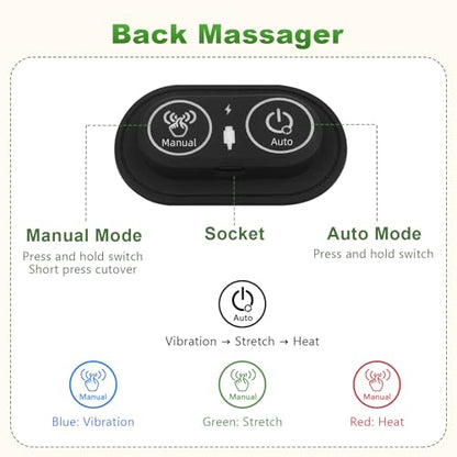 3 in 1 Electric Lumbar Massager Support Pillow - Lower Back Massager with Heat,Vibration & Airbag Traction,Smooth Triple Fusion Lumbar Support Massager for Lower Back Pain Relief FSA Eligible HSA