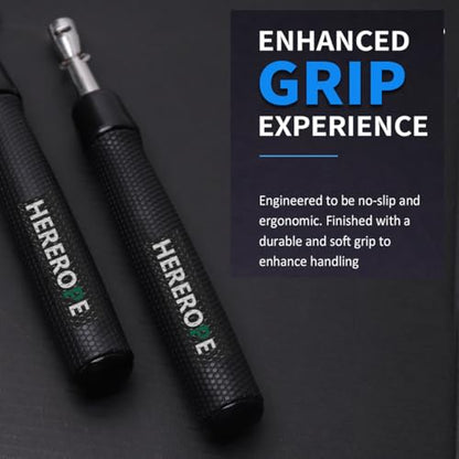 HEREROPE Weighted Jump Rope for Men Women Interchangeable 1/6lb 1/4lb 1/2lb Heavy Jump Rope- Adjustable Length, Tangle Free, Smooth Ball Bearing, Anti-slip Grip, Skipping Rope for Weight Loss