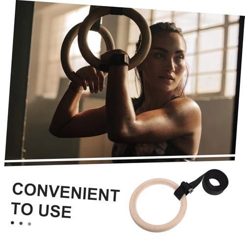 Yardwe Wooden Gymnastics Rings with Adjustable Straps for Home Gym Durable Fitness Equipment for Strength Training Calisthenics and Indoor Workouts Versatile Exercise