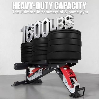 RitFit Adjustable/Foldable Utility Weight Bench for Home Gym - color: RED(3-Section)