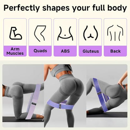 Resistance Bands Set, Exercise Bands with Non-Slip Design, 3 Levels Workout Bands for Women and Men, Booty Bands for Home Fitness, Yoga, Pilates