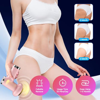 Anti Cellulite Massage Tool, Body Sculpting Machine for Women, Lymphatic Drainage Device with Lipo Roller, Handheld Home Use for Belly Fat, Stomach, Thighs & Buttocks Sculpting (Pink)