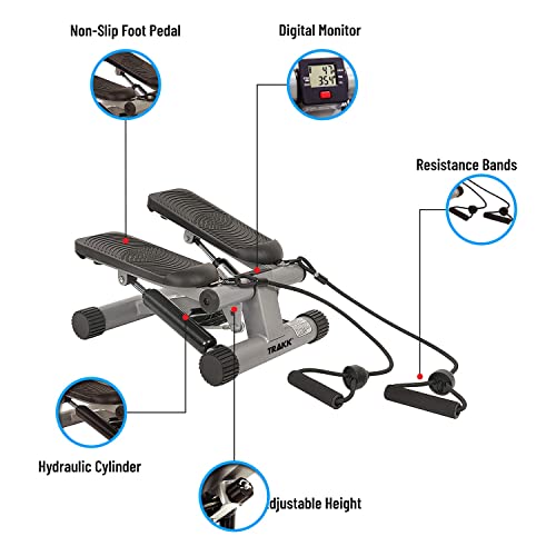TRAKK Fitness Mini Stepper - Stair Stepper for Home, Exercise Step Platform, Workout Equipment with Resistance Bands