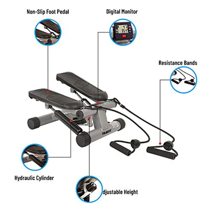 TRAKK Fitness Mini Stepper - Stair Stepper for Home, Exercise Step Platform, Workout Equipment with Resistance Bands