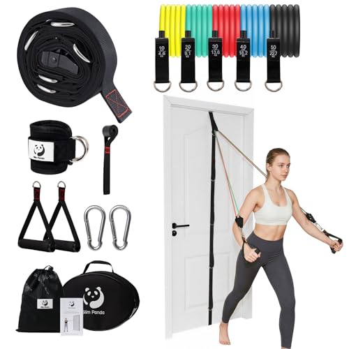 Door Anchor Strap for Resistance Bands, Door Exercise Equipment with Secure Buckle & No Drill Setup, Multi Point Anchor Gym Attachment, Portable Door Resistance Bands for Home Gym Workouts