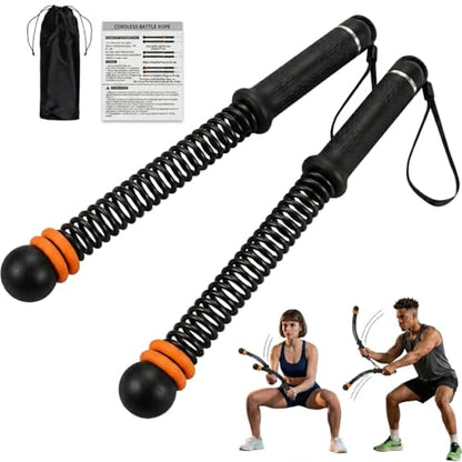 Portable Ropeless Battle Ropes, Weight-Adjustable Battle Ropes for Home Gym with Storage Bag, Low-Noise Battle Rope with Non-slip Handle, Cordless BattleRopes for Hiit & Low-Impact Cardio Training