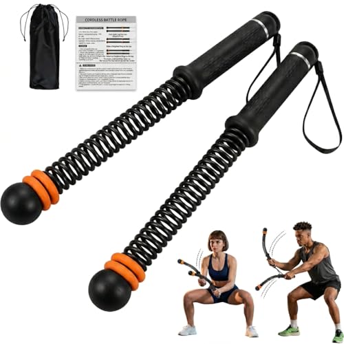 Portable Ropeless Battle Ropes, Weight-Adjustable Battle Ropes for Home Gym with Storage Bag, Low-Noise Battle Rope with Non-slip Handle, Cordless BattleRopes for Hiit & Low-Impact Cardio Training