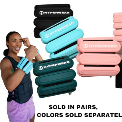 Hyperwear Stylish Wrist & Ankle Weights – 1 lb Each (2 lb Set), Adjustable Soft Weights for Walking, Running, Pilates, Barre & Dance - color: Black Gloss