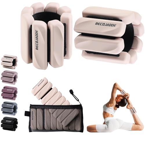Ankle Weights Set of 2 (1 lb/2 lb Each) for Women Men Adjustable Wrist Bracelet for Home Gym Weighted Bangles Wristbands Leg Arm Weights for Walking Swimming Running Pilates Yoga Gym - color: Beige, size: 4 Lb Pair (2 Lb Each)