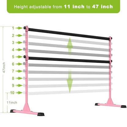 Dolibest Freestanding Ballet Bar, Height Adjustable Ballet Bar, Heavy Duty Dance Bar, with Non-Slip Rubber Pads, Enhanced Stability, Dance/Yoga/Fitness Stretching Bar, Ideal for Kids and Adults - color: Pink- 6ft Steel Cross Bar+ Black Cloth Cover
