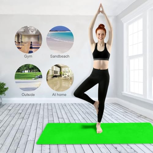 Yoga Mat Neon Green Solid Color 1 mm Non‑Slip Fitness Exercise Mat Lightweight Travel Workout Mat for Gym, Pilates & Stretching, Incluede Storage Bag
