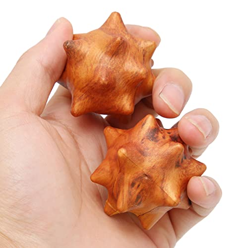 2pcs Hand Massage Ball, Wooden Palm Relaxing Spiky Textured Acupoint Massage Balls for Elderly, Magic Massage Ball Set for Myofascial Point Release Deep Tissue Massage