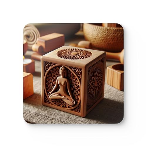 Wooden Yoga Blocks Coasters – Set of 4 Premium Fitness Accessory for Eco Yoga Brands