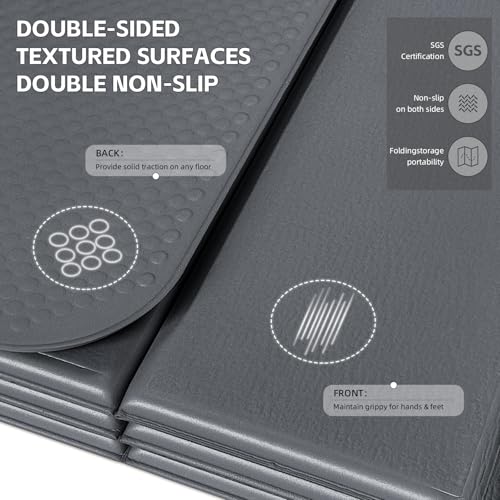 Foldable Yoga Mat,Thickened,0.4"Thick (10mm）,76"x26" | 12-Fold Design,SGS Certified TPE,Non-Slip & No Smell,Ultra Portability,For Yoga,Gym,Pilates,Home Workouts