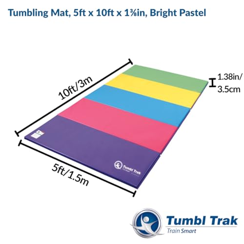 Tumbl Trak Gymnastics Folding Tumbling Panel Mat - color: Bright Pastel, size: 5'x10'x1.38"