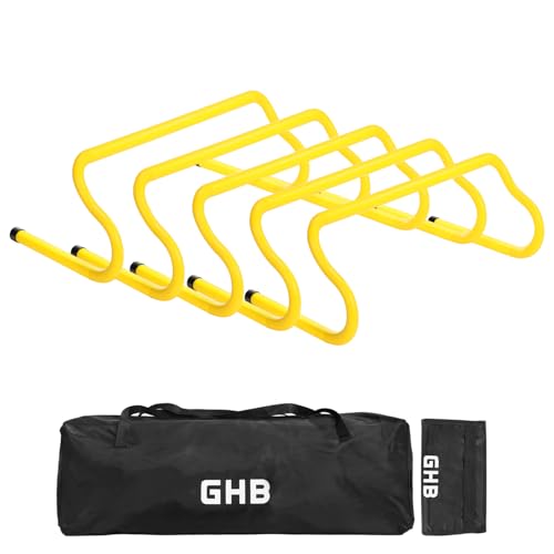 GHB Agility Hurdles 8" Speed Agility Training Hurdles, Detachable Sturdy Hurdles Training Equipment Set with Carry Bag for Kids,Athletes,Soccer,Basketball - size: 5 Pack-Yellow
