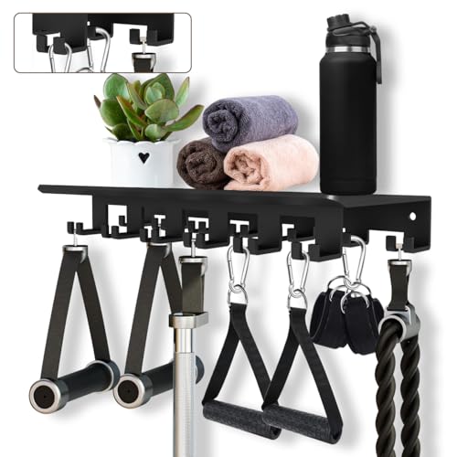 Floating Shelf Organizer Compatible with Tonal Accessories Wall Mount Hanger with Hooks T-Lock Adapters Home Gym Weight wall Storage Equipment Metal Rack Holder Bracket Hanger Black Workout Fitness