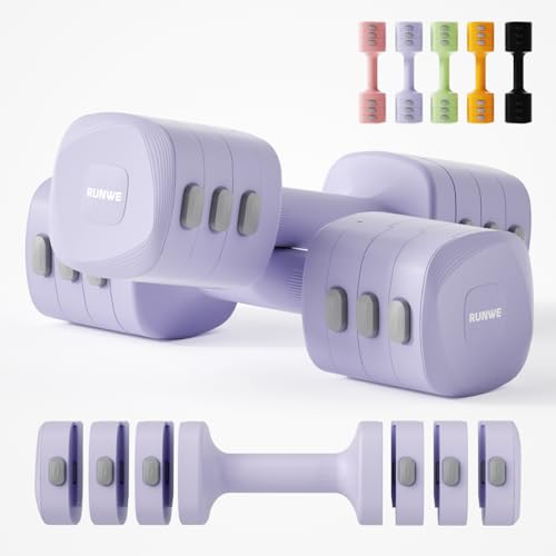 Lightweight Adjustable Dumbbell Kettlebell Set - 4 in 1 Free Weight Set with Kettlebell Grip Converter, Each 2.2 3.3 4.4 5.5lb Quick Change Weight Women Dumbbell Set for Small Spaces Home Gym - color: Dumbbell Purple