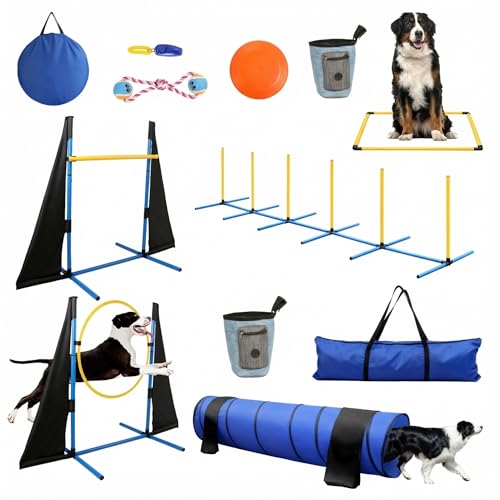 POPMOON Dog Agility Course Backyard Set, 11-Piece Dog Agility Equipment